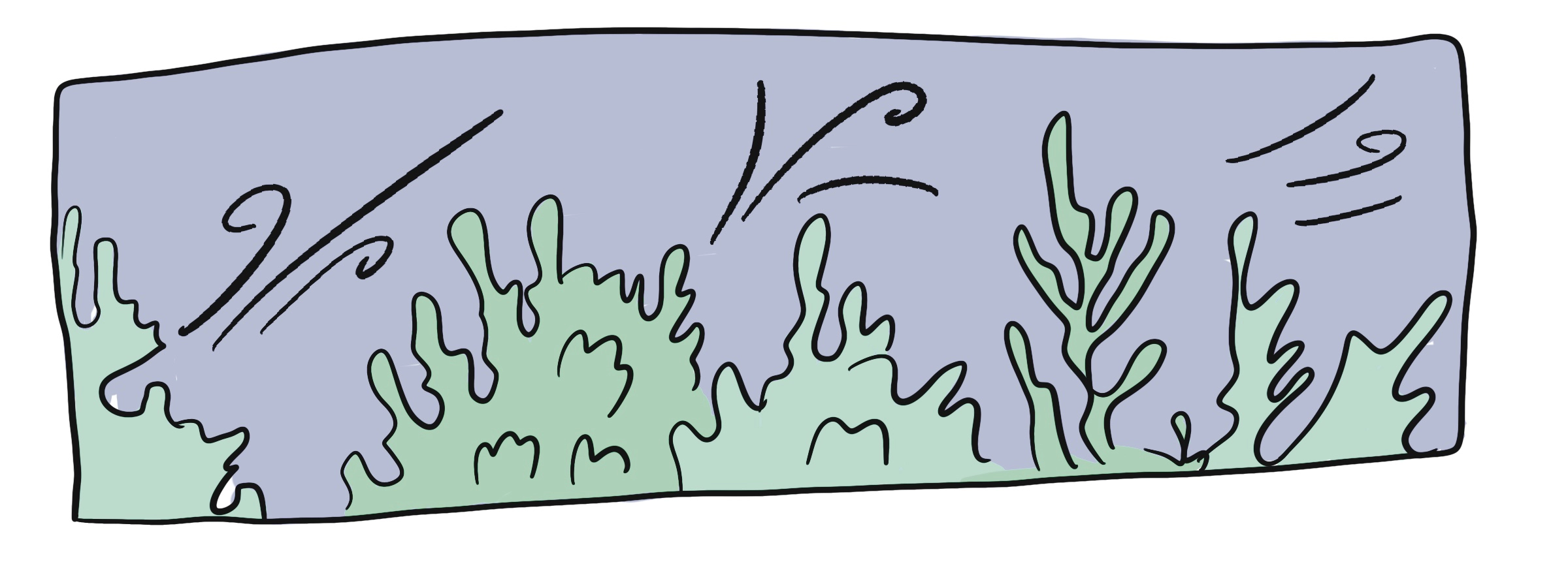 I've been to more funerals comic cover - digital drawing of wind blowing tree tops.