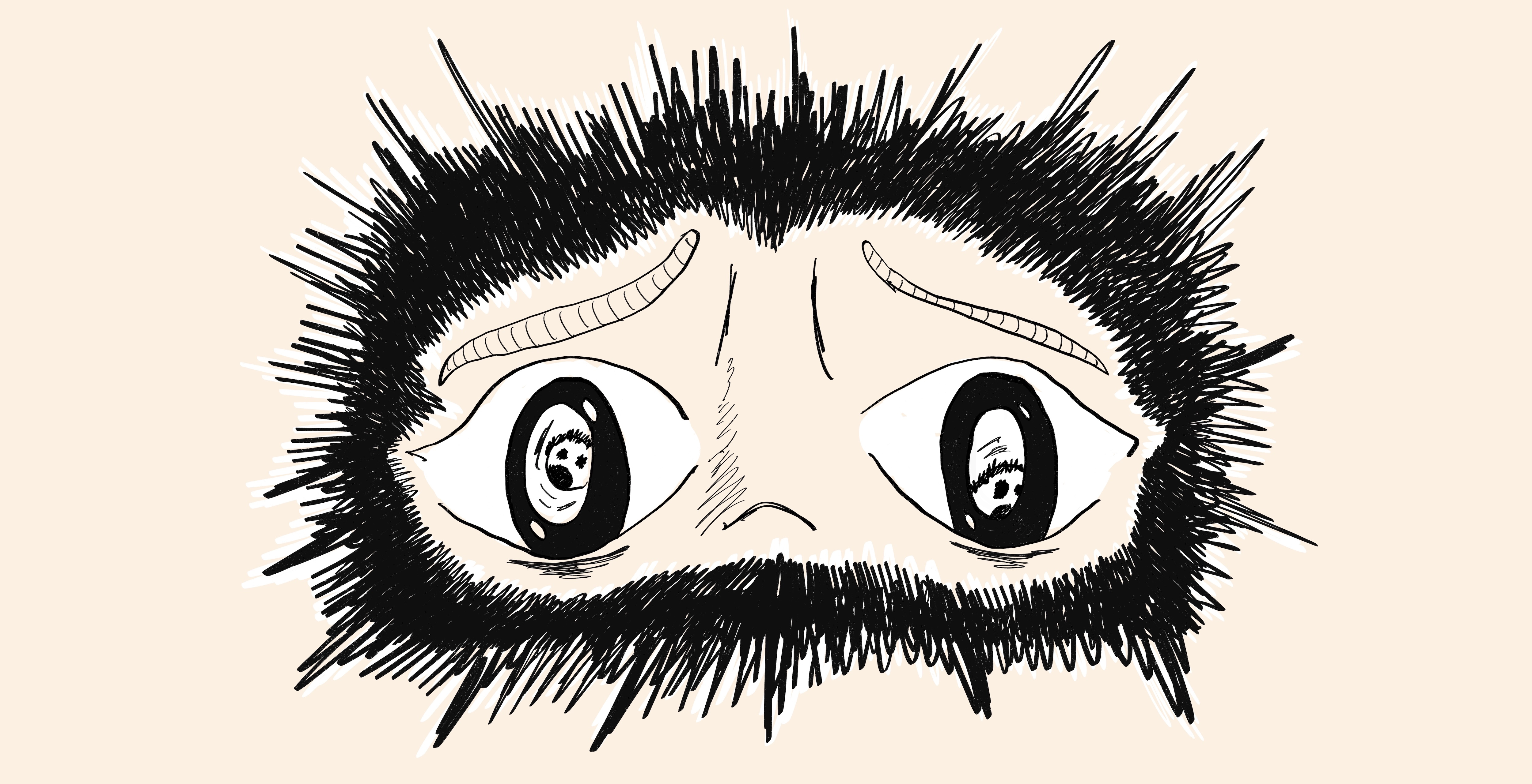 I Went First comic cover - digital drawing of eyes expressing fear